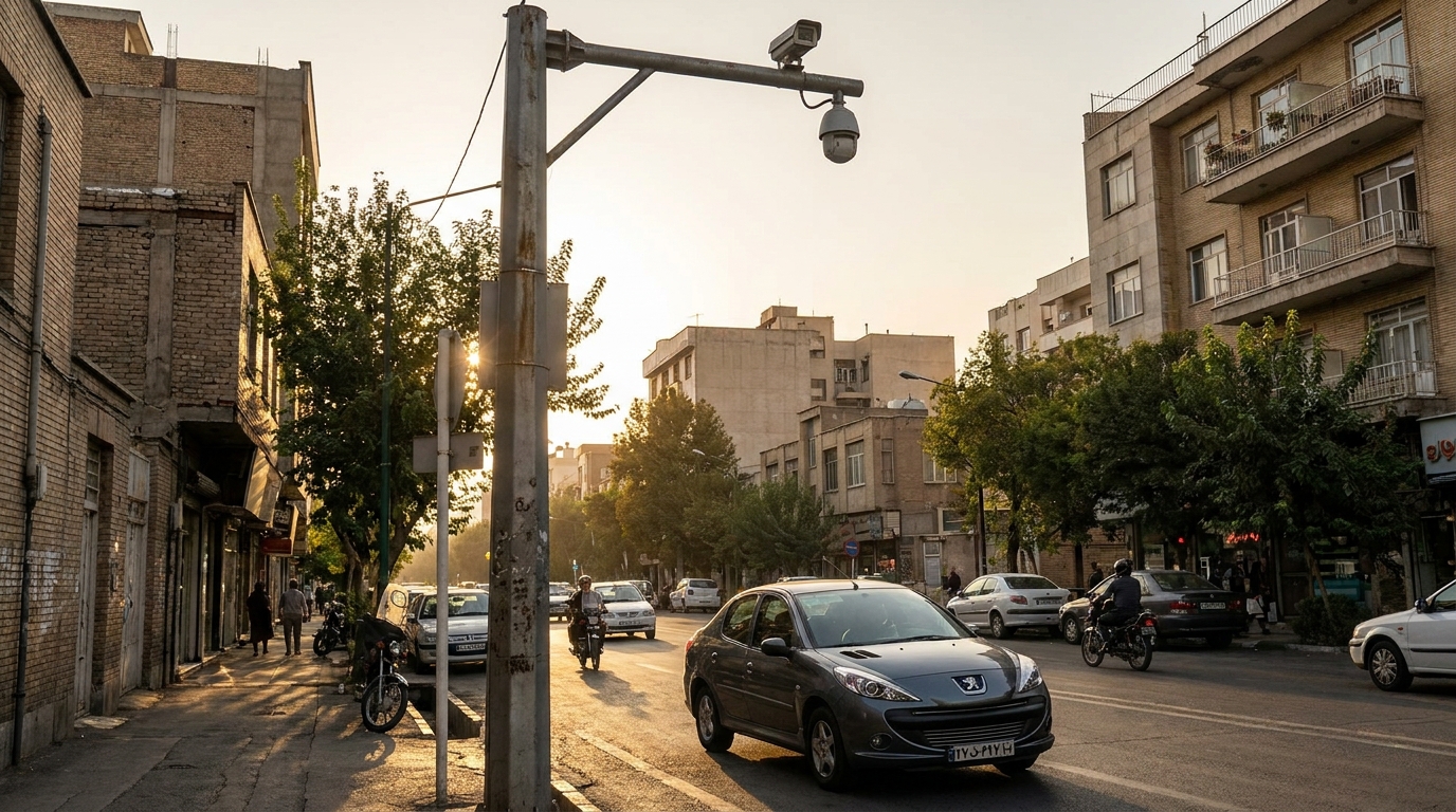 خودرو در حال عبور از دوربین ثبت تخلف در خیابان شهری